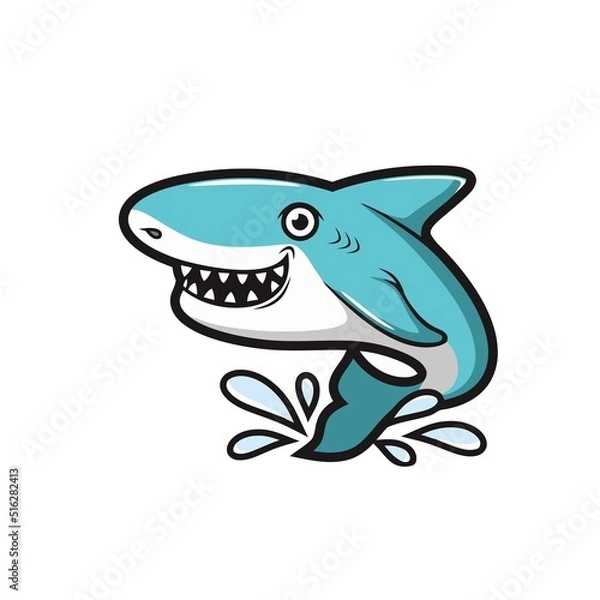 Obraz shark cartoon isolated on white