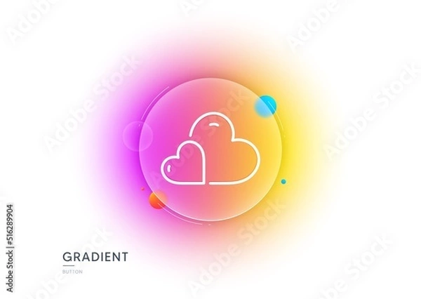 Fototapeta Care with love line icon. Gradient blur button with glassmorphism. Two hearts sign. Volunteer care symbol. Transparent glass design. Care line icon. Vector