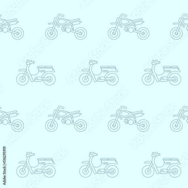 Fototapeta Wrapping paper - Seamless pattern of motor scooter symbols for vector graphic design