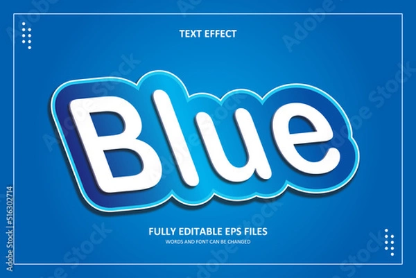 Obraz 3D Simple Blue Sticker Texture Text Effect Template Editable