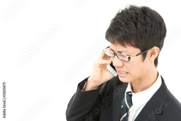 Obraz iPhoneで話す男性　トラブル