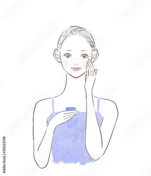 Obraz 美容液をつける女性のイラスト