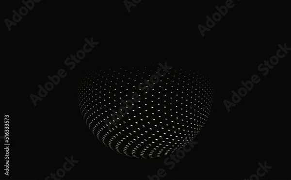 Obraz Dotted graphic hollow sphere in ivory black shadows