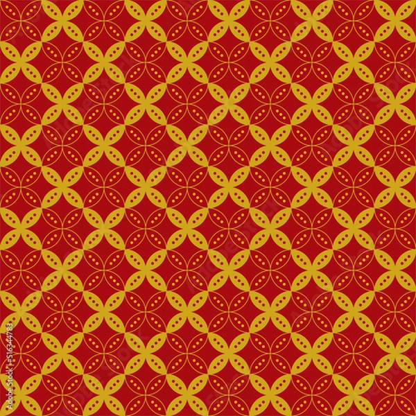 Obraz Fancy color geometric pattern. Batik Kawung seamless pattern. Traditional editable seamless pattern.