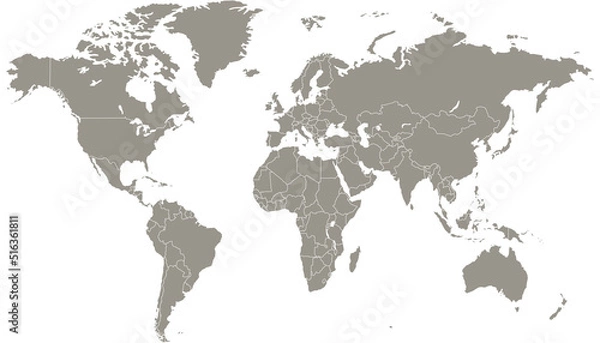 Fototapeta World map. Color vector modern. Silhouette map.	