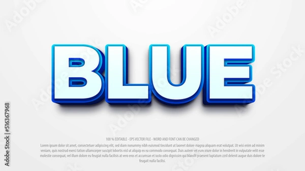 Fototapeta Blue 3d style editable text effect