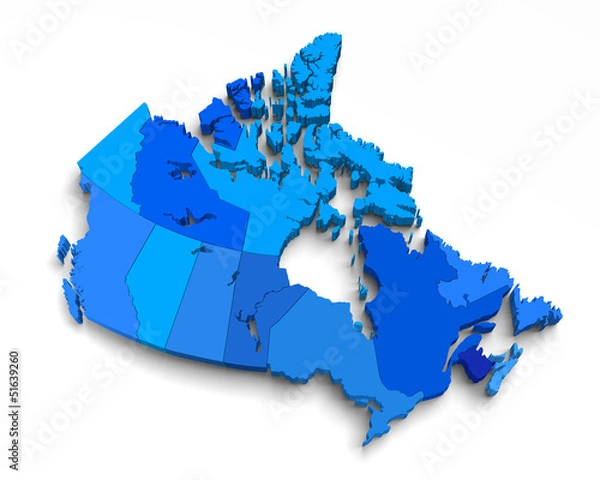 Obraz 3d blue canada map on white