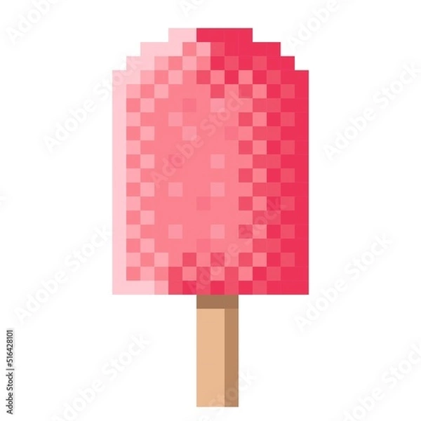 Obraz Fruit ice cream stick pixel art. Vector illustration.