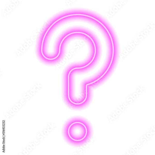 Obraz Pink neon question mark isolated on white