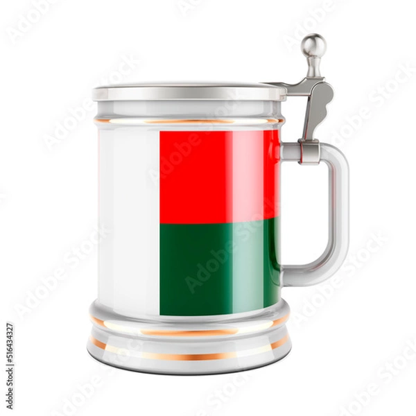 Fototapeta Beer mug with Madagascar flag, 3D rendering