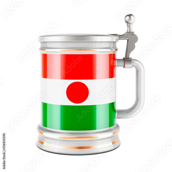 Fototapeta Beer mug with Niger flag, 3D rendering