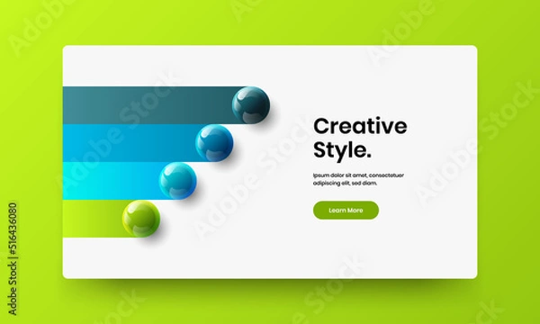 Fototapeta Isolated 3D balls banner concept. Trendy front page design vector template.