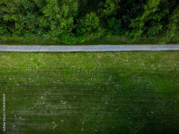 Obraz grass and route from drone