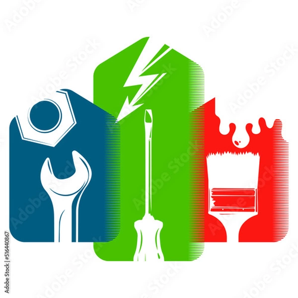 Fototapeta Tool for repair and service symbol. Maintenance and construction of house design