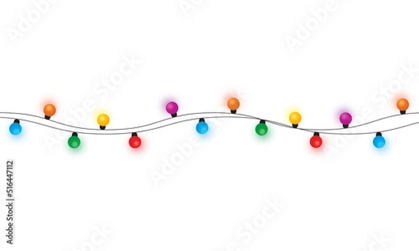 Fototapeta Christmas lights string isolated on white background vector