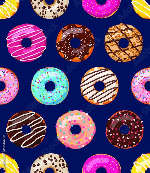 Obraz Donut Doughnut Seamless Vector Pattern