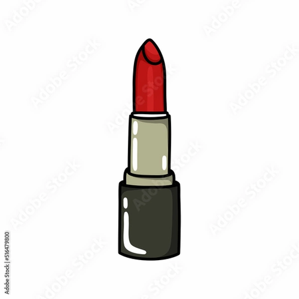 Fototapeta lipstick doodle icon, vector color line illustration