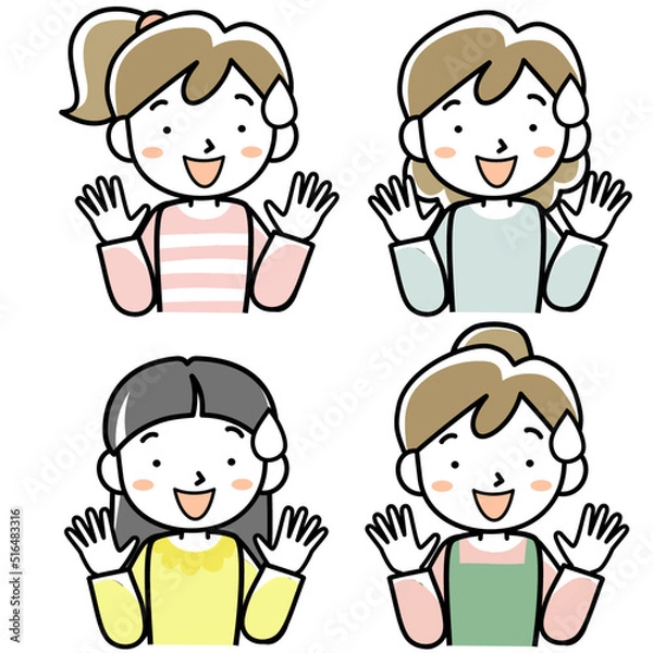 Obraz 目が点になる若い女性の上半身セット