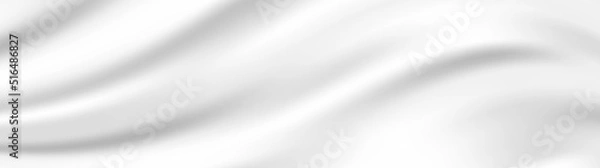 Fototapeta Abstract smooth elegant white fabric silk or satin luxury cloth texture, flowing satin waves. White gray satin texture that is white silver fabric silk panorama background. Vector illustration EPS10.