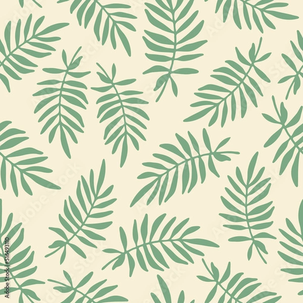Obraz Palm leaves seamless pattern. Summer tropical vector background.