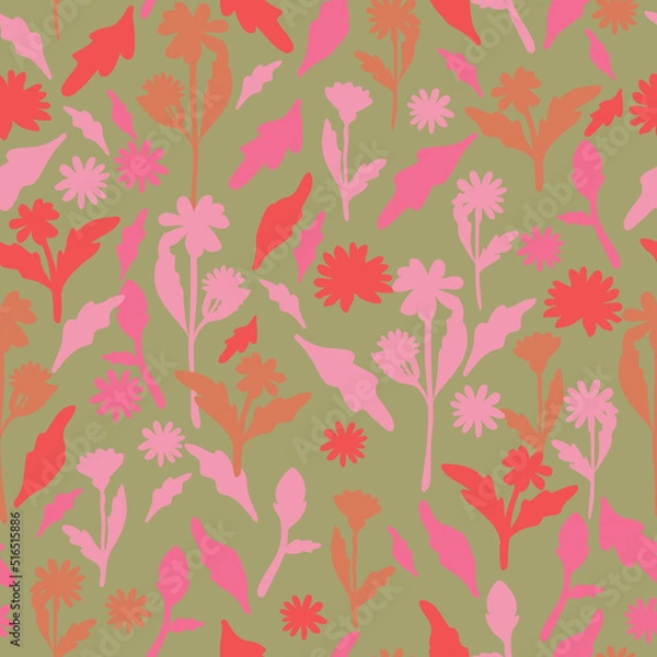 Obraz Daisy flowers silhouettes seamless pattern