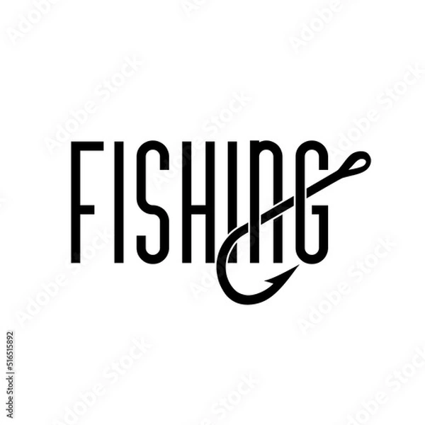 Obraz Modern fish hook logo icon isolated on white background