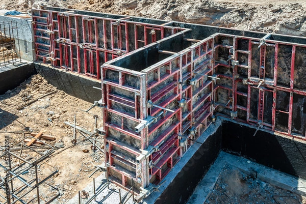 Obraz Wall formwork in residential construction.