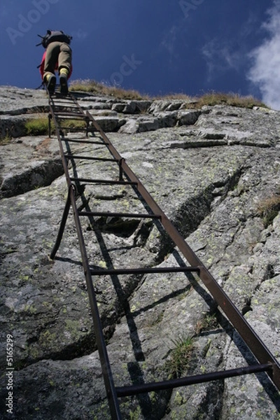Obraz Ladder on a rock,  Eagle's path, Tatra mountains