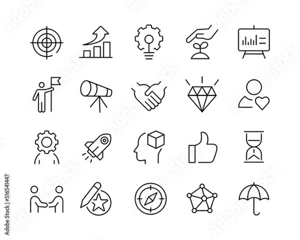 Fototapeta Core Values Icons - Vector Line. Editable Stroke. 