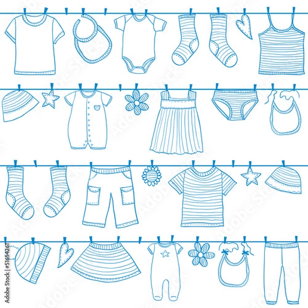 Obraz Children clothes on clothesline