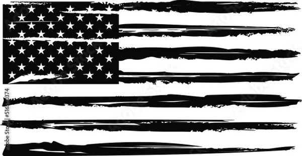 Fototapeta Vector Of The Distressed American Flag	
