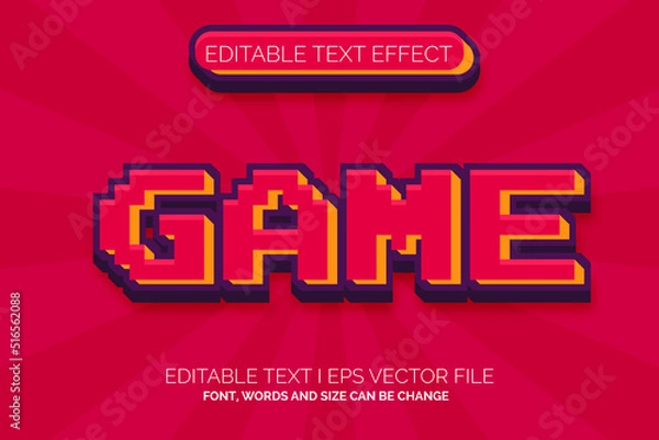 Obraz pixel text effect, editable retro game text style 