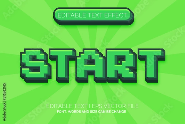 Fototapeta pixel text effect, editable 8bit retro game text style 
