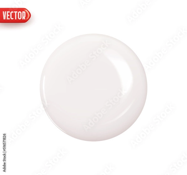 Fototapeta White flat ball. Geometric figure of round sphere. Realistic 3d design element In plastic cartoon style. Icon isolated on white background. Vector illustration