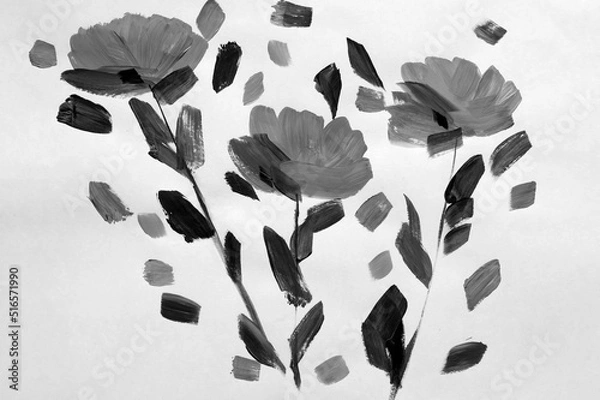 Fototapeta drawing flowers on a green background. Oil painting, Acrylic..impressionistic style, flower painting, bright colors. Artistic background. Postcard. Flower card.