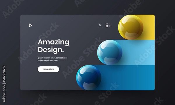 Obraz Unique realistic balls placard concept. Amazing website screen design vector layout.