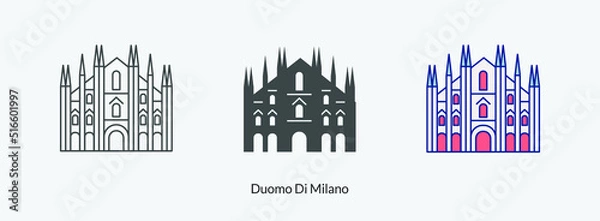 Fototapeta Duomo di Milano icon in different style vector illustration. Duomo di Milano vector icons designed filled, outline, line and stroke style for mobile concept and web design. 