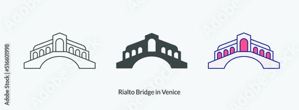 Fototapeta Rialto Bridge in Venice icon in different style vector illustration. Rialto Bridge in Venice vector icons designed filled, outline, line and stroke style for mobile concept and web design. 