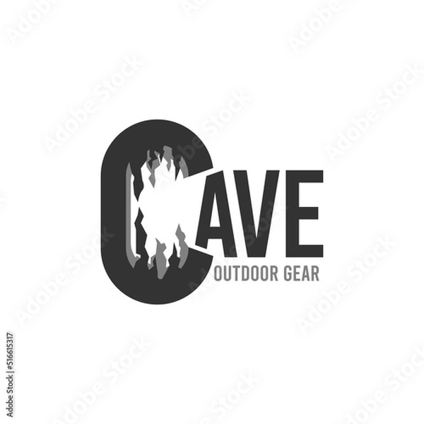 Fototapeta Cave Outdoor with Initial Letter C as Cave Shape Logo Design.