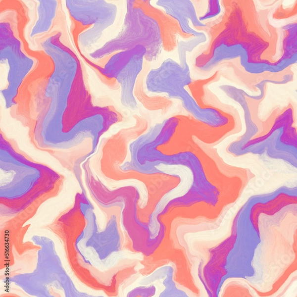 Fototapeta Abstract seamless pattern. Marble swirl futuristic acrylic illustration with distortion. Colorful background. Vibrant texture for modern design, print, fabric, textile, wallpaper.