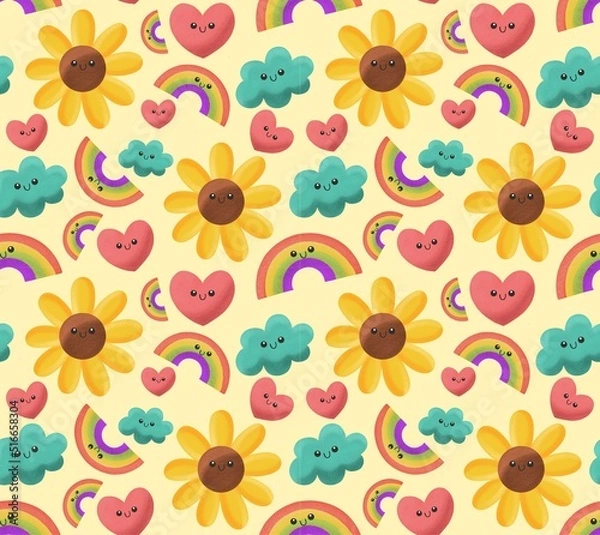 Obraz seamless floral pattern Kawaii