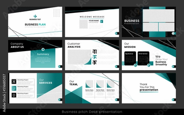 Fototapeta modern business corporate powerpoint presentation template slides design. Creative and modern product presentation template.
