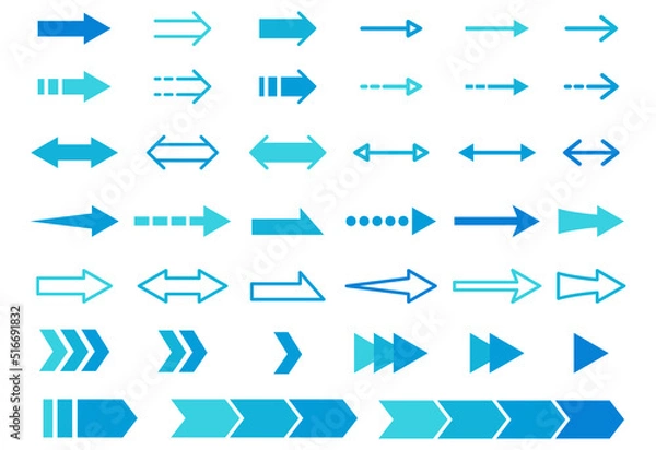 Obraz 矢印のアイコンセット　ブルーのグラデーション