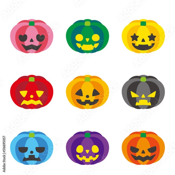 Fototapeta ジャック・オ・ランタン セット カラー