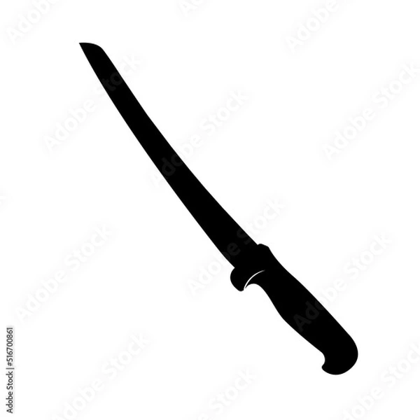 Fototapeta Kitchen Knife Black and White Icon Design Element on Isolated White Background