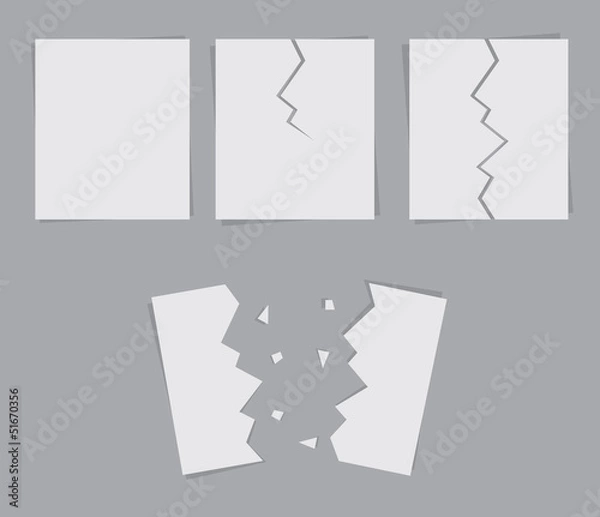 Fototapeta Paper in various states of being ripped in half