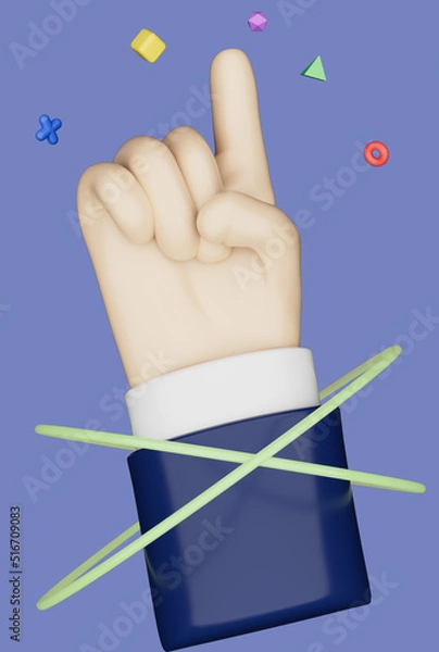 Obraz 3D illustration hand pose one