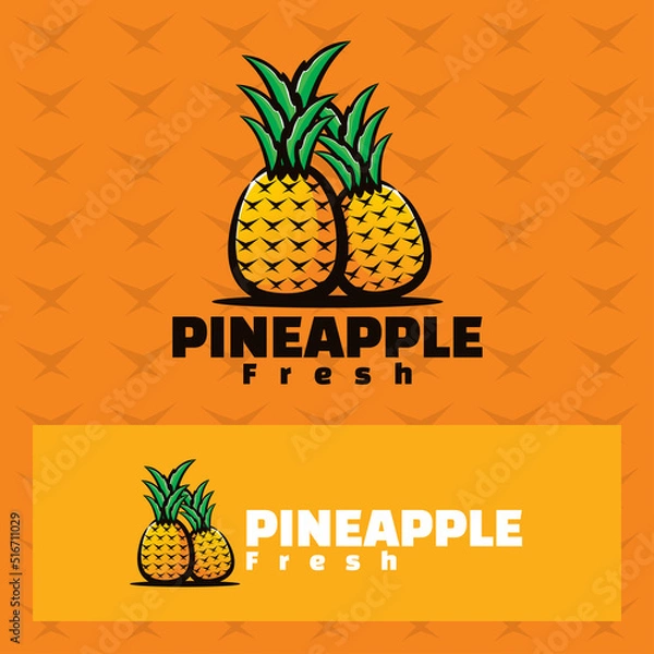 Fototapeta Pineapple fresh logo illustration