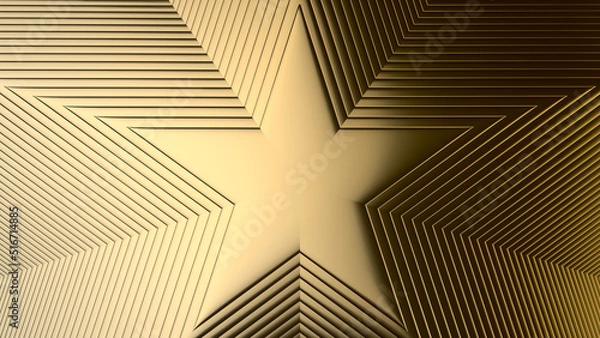 Fototapeta gold star pattern abstract 3d illustration 3d render