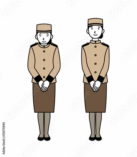 Fototapeta お辞儀をするホテル従業員